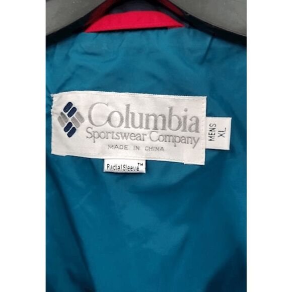Columbia Vintage ‘80s Turquoise Blue + Red Ski Jacket Coat, men’s size XL - Picture 5 of 15